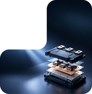 Stacked power-module components within the notched mobile hero image